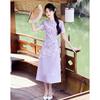 Elegant New Chinese Style Jacquard Short Sleeve Midi Dress