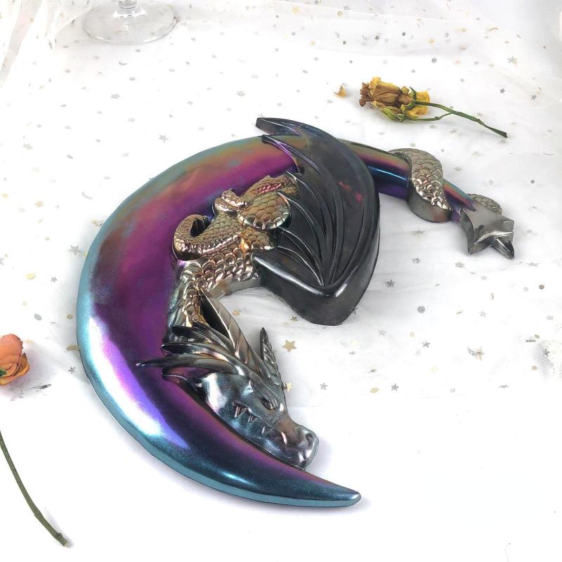 Mucegai Rășină Epoxidică Dragon Zburător Lună DIY Pandantiv Decorativ de Perete Pandantiv Dragon Zburător Semi-tridimensional Lună Mucegai Silicon