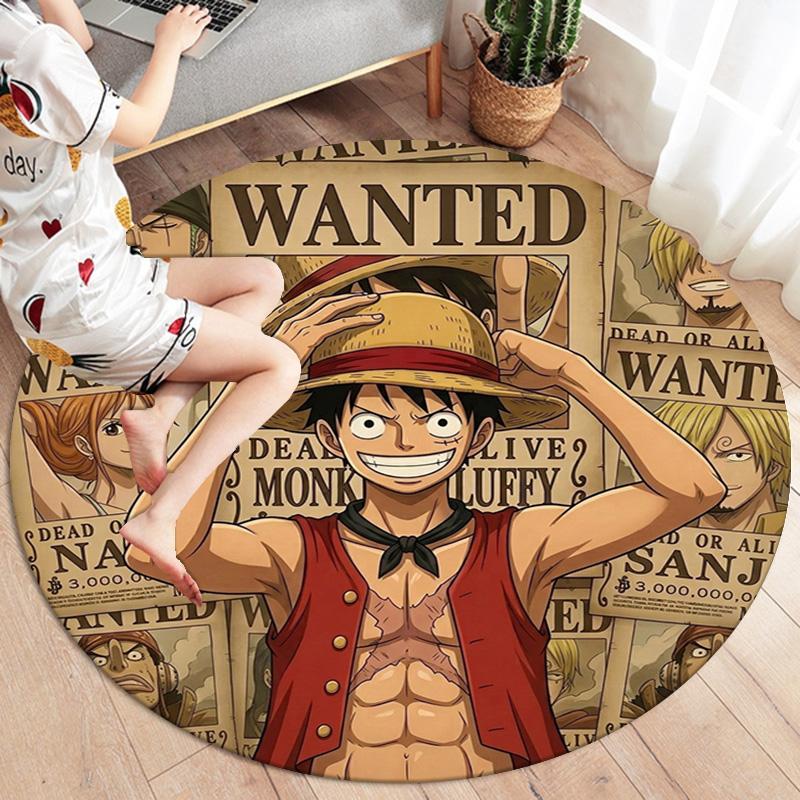 One Piece Art Round Area Rug Carpet Rug For Living Room Bedroom Sofa Playroom Decor Nonslip Floor Mat