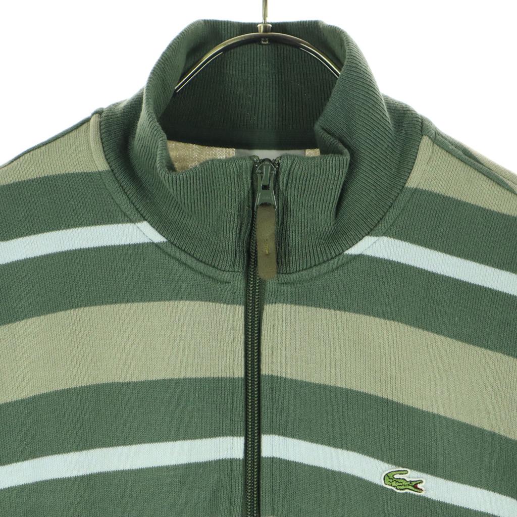 Produse de machiaj LACOSTE fabricate în Japonia Model în dungi Mânecă lungă Fermoar pe jumătate Tricotat Bărbați Folosit