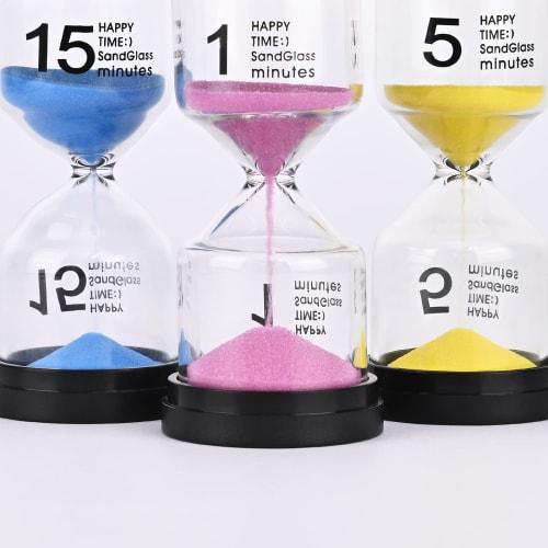 Lubanheart Hourglass Sand Timer, Set of 6 (1 Minute, 3 Minutes, 5 Minutes, 10 Minutes, 15 Minutes, 30 Minutes), 9.7 x 4.3 cm, Decorative, Children's E