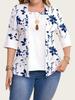 2025 Plus Size Floral Print Casual Two-Piece Seven-Sleeve Top for Women