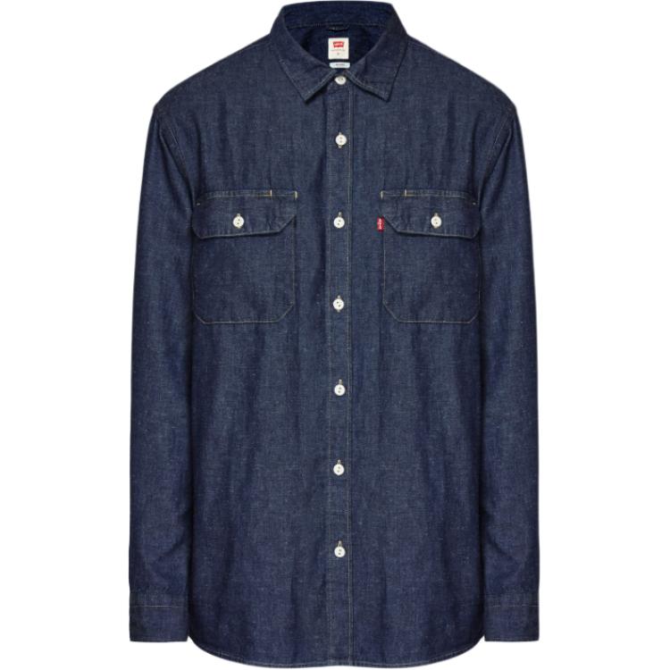 

Рубашка Levis однотонная с карманом, свободного кроя, с длинным рукавом, мужская, темно-синяя, 19573-0135 M