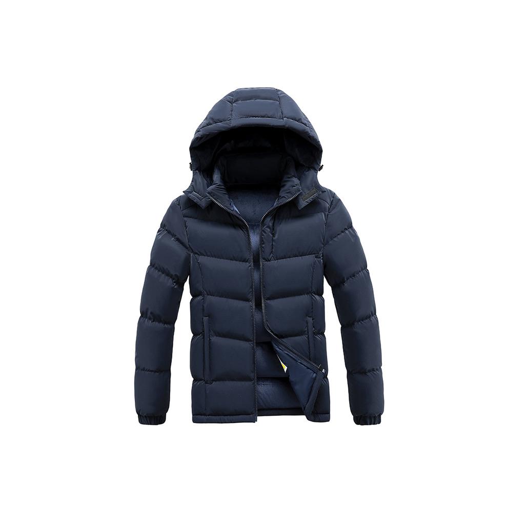 Light Cotton Coat Men's Winter Fashion New Solid-colour Slim Removable Cap Thickened Hooded Comfortable and Versatile Jacket
