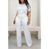 Women's Short Sleeve Sequins Casual Two Piece Suit Pants
