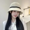 Women's Straw Hat, Japanese Style, Versatile, Patchwork, Hollowed-out Bucket Hat, Summer Outdoor Beach Hat, Face-slimming Sunshade Hat