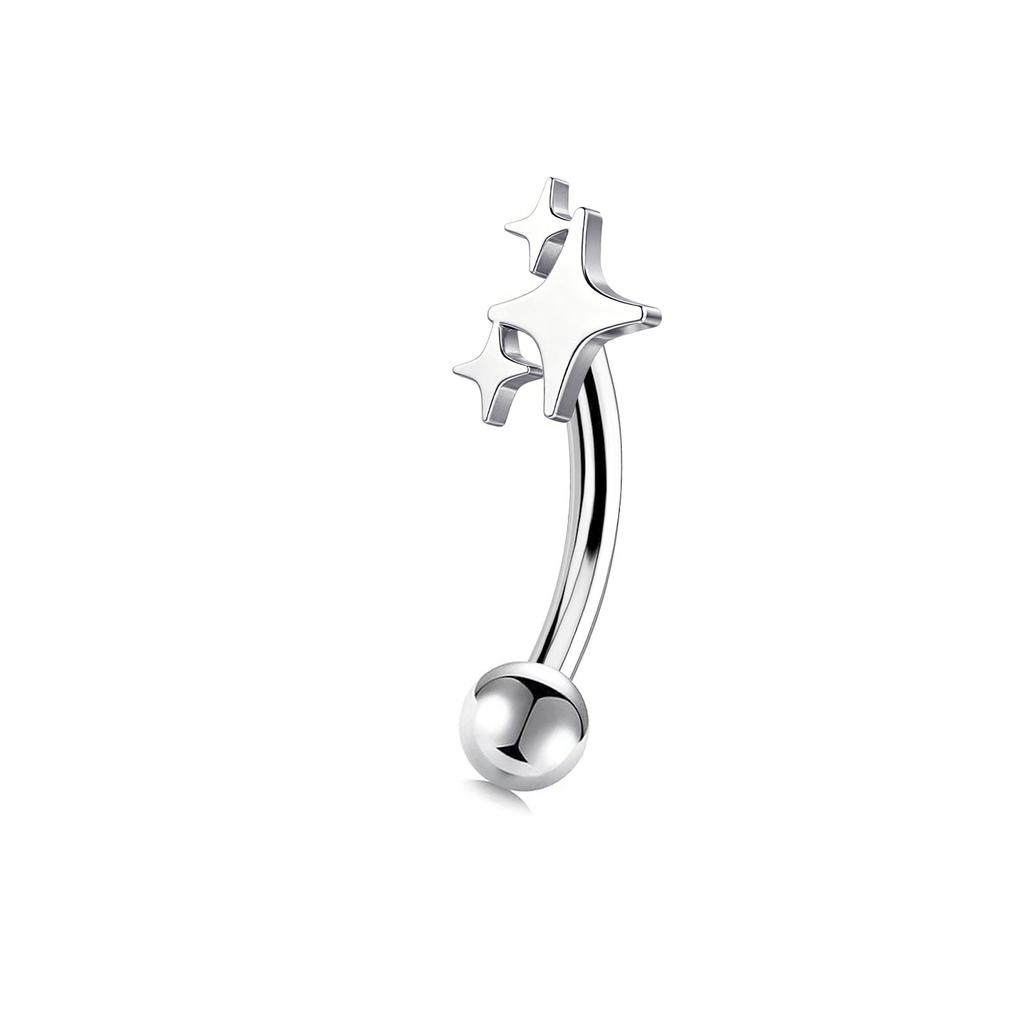 Stainless Steel Eyebrow Pins, Moon-shaped, Heart-shaped, Five-pointed Star-shaped Ear Bar Pins
