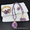 Amethyst and Freshwater Pearl Inlaid Four-Piece Light Luxury Set