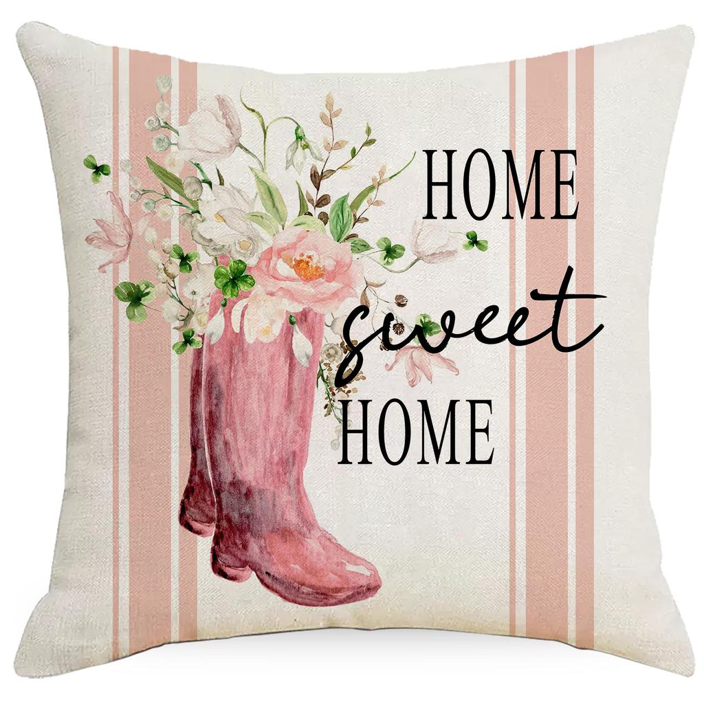 Neue Frühlings- und Sommerserie Bedruckter Kissenbezug Rosa Blume Heimstoff Sofa Kissen Kissen