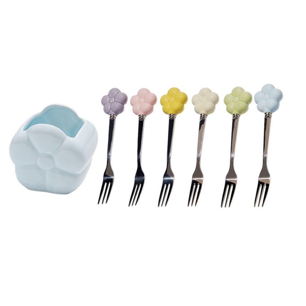 Creative Flower Fruit Fork Set Cartoon Fruit Stick Set  Kitchen Supplies