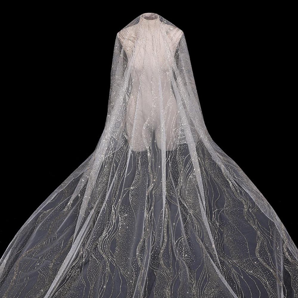Fashion 160cm*1 Yard Sequin Texture Mesh Fabric Shiny Wear-Resistant Glitter Net Yarn DIY Lace Sparkle Tulle Banquet Decoration
