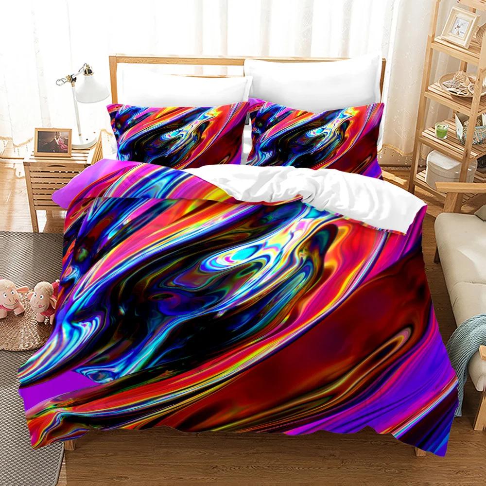 3-teiliges einseitig bedrucktes Serie Buntes Muster Bettbezug Bettwäscheset Bequemes Atmungsaktives Laken Bettdecke Bequemes Bettwäscheset