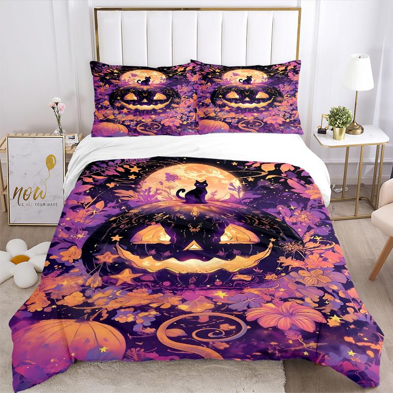 3pcs Halloween Pumpkin Print Cover Set Ultra Soft, Breathable, and Comfortable Bedding with Stylish Design for Bedroom and Guest Room Decor 1 Cov