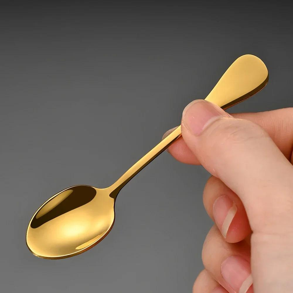 6 Pieces Stainless Steel Tea Spoon Stirring Spoon Ice Cream Cake Sliver Spoons Set Rose Gold Cutlery Mirror Tableware