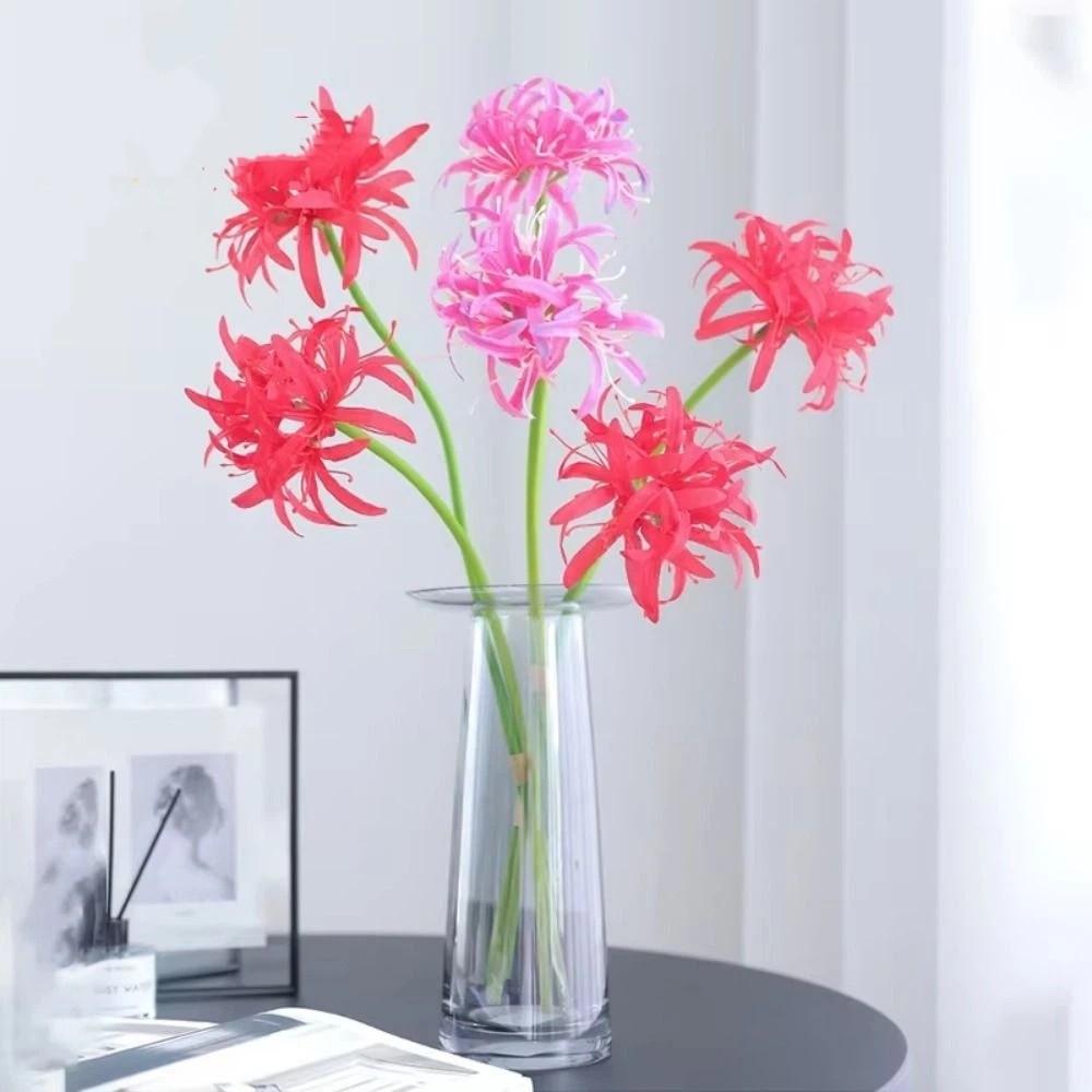 2 Heads Artificial Higanbana Flower Realistic Real Touch Simulation Lycoris Flower Plastic Silk Handmade Artificial Silk Flower