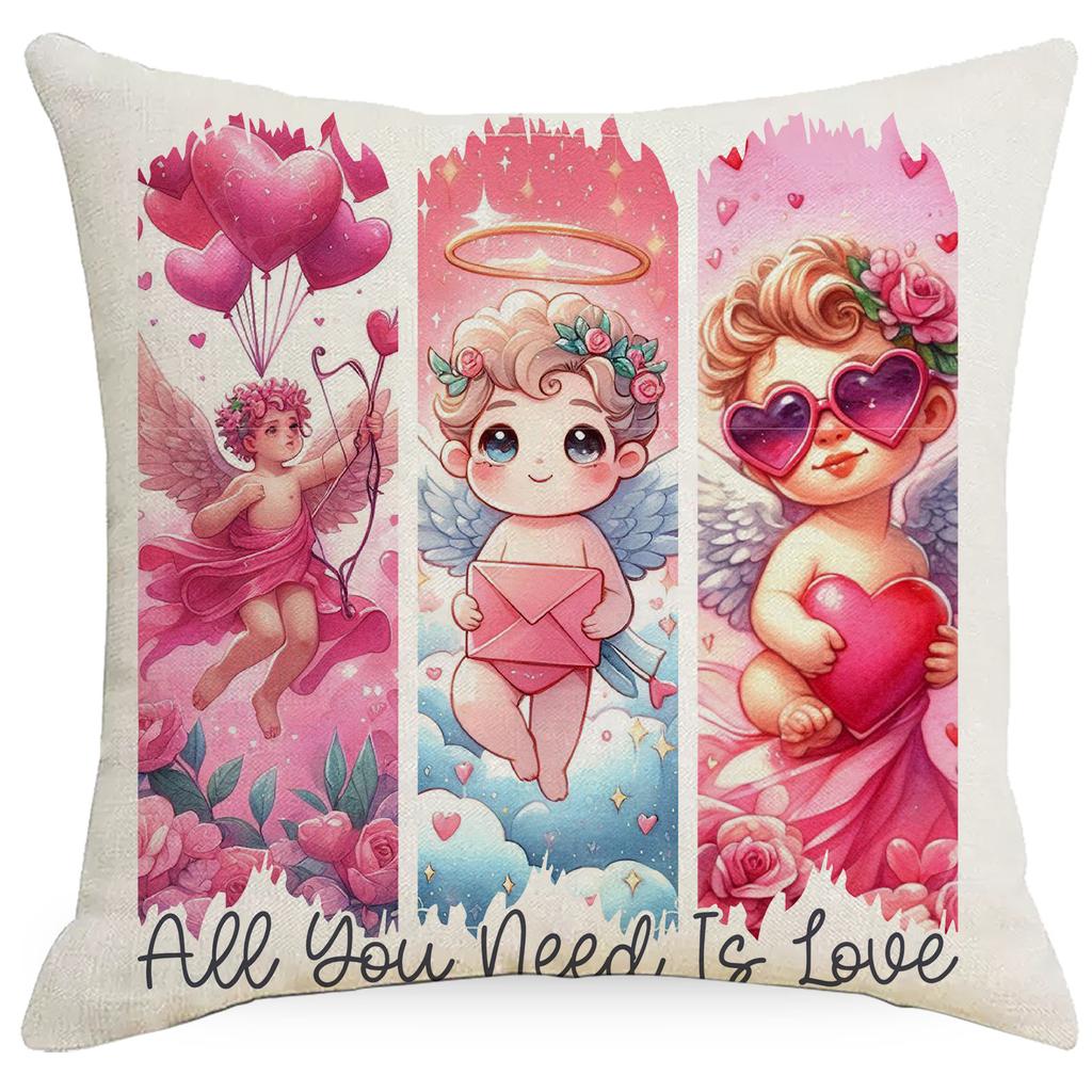 Nowa Poszewka na Poduszkę Walentynkową Anioł Skrzydła Miłości Nadruk Dekoracja Świąteczna Poszewka na Poduszkę Sofa
