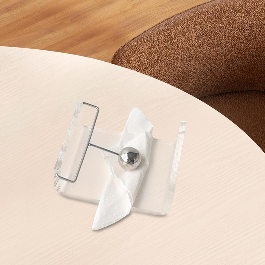 Acrylic Napkin Holder Trnsparent Desktop Napkin Stand with Weighted Arm for Bar Home Kitchen Countertop Dining Table Bathroom