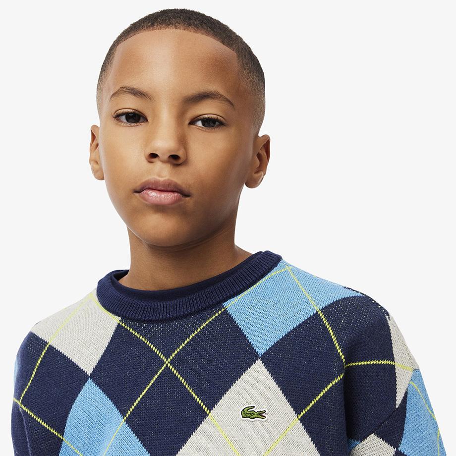 Lacoste Suéter de Lana Argyle para Niño AJ2485-54NQRN