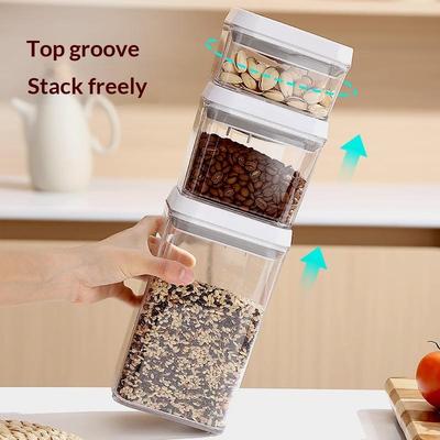 Contenitore per Cereali Cucina Premi-Giù Barattoli Ermetici Trasparente Impilabile per Riso Grano Organizzatori Dispensa Casa Frutta Secca