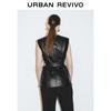 UR 2025 Spring Women's Modern PU Double Belt V-neck Vest