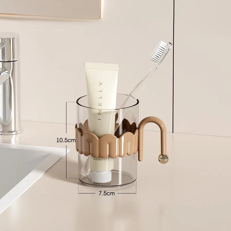 Transparent Mouthwash Cup Home Use Toothbrush Cup Couples' Wash Cup Simple Design Gargle Cup for Students & Everyday Use