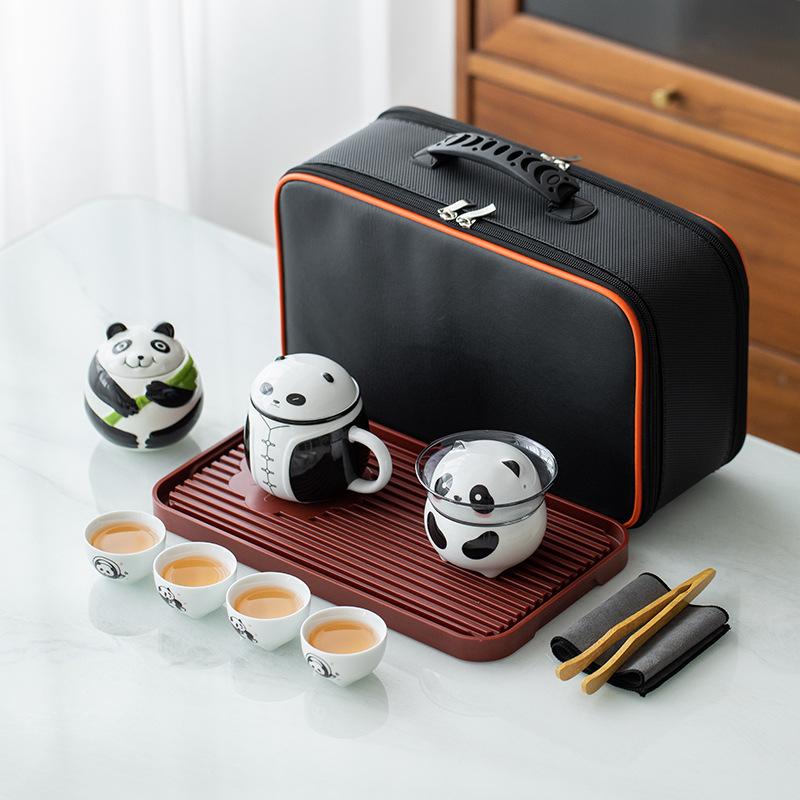 Ceramic Kung Fu Impression Panda Travel Tea Set Business Enterprise Company Merchandise Festival Creative High-end Gifts