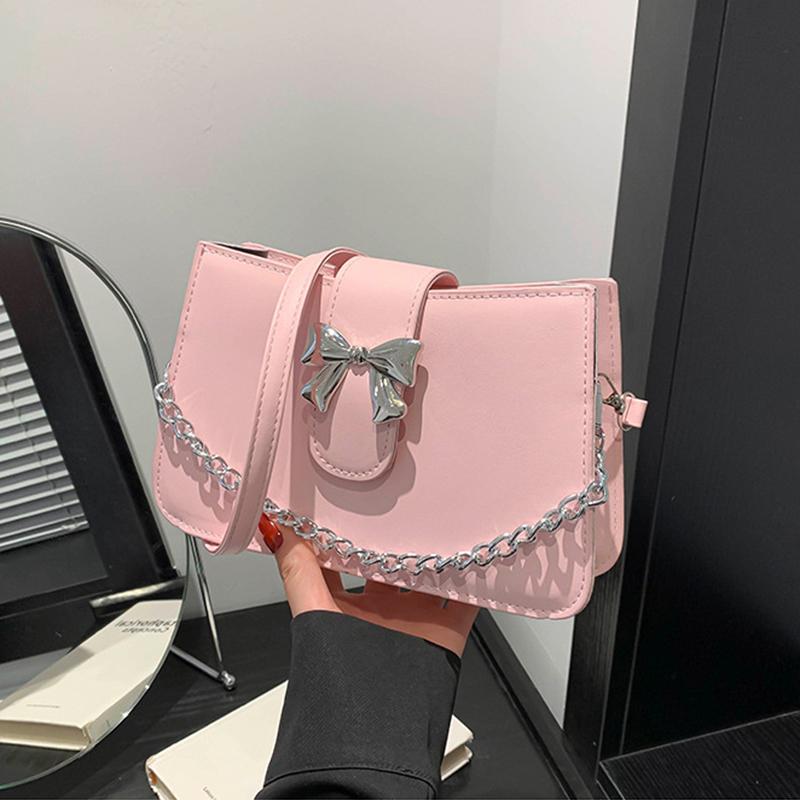 

Korean Style Girl Princess Bag Cute Sweet Bow Chain Crossbody Bags for Girls Bowknot Hand Bags Purses and Handbags Gift CLE 23x4x15cm рожевий