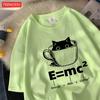 A Cup Of Kitten Is Equivalent To A Lattecotton Women TShirts Cartoons Prints Tops Soft ONeck Oversize T Shirt Summer Clothes