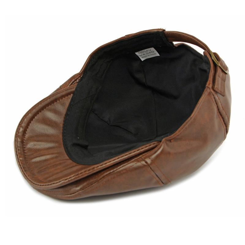 Autumn Winter Hat Men's Retro Leather Beret British Progressive Hat