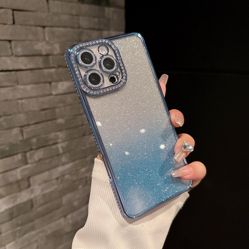Luxury Plating Gradient Glitter Clear Case For iPhone 16 15 14 13 12 11 Pro Max 16Pro For Ultra Slim Shockproof Bumper Cover