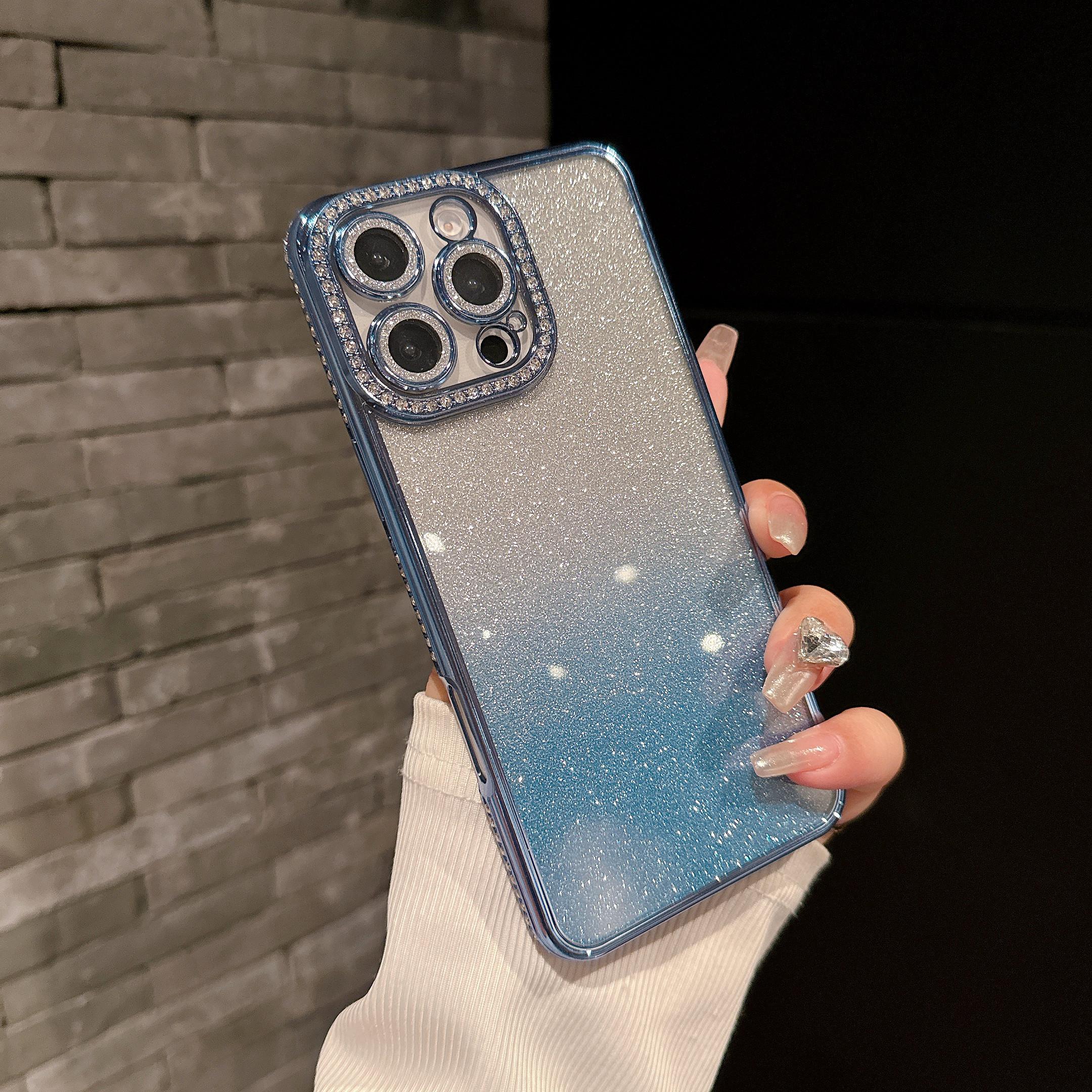 

Розкішний прозорий чохол з градієнтним блиском для iPhone 16 15 14 13 12 11 Pro Max 16Pro для ультратонкого ударостійкого бампера iPhone 11 синій