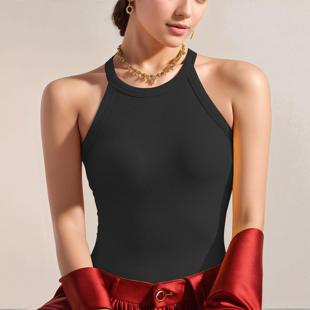 Women's Back Underwear With Chest Cushion Sleeveless Bottom Hanging Neck Tank Top