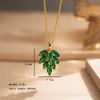 Zircon Green Banana Leaf Pendant Titanium Steel Necklace Women Fashion Layering Chain