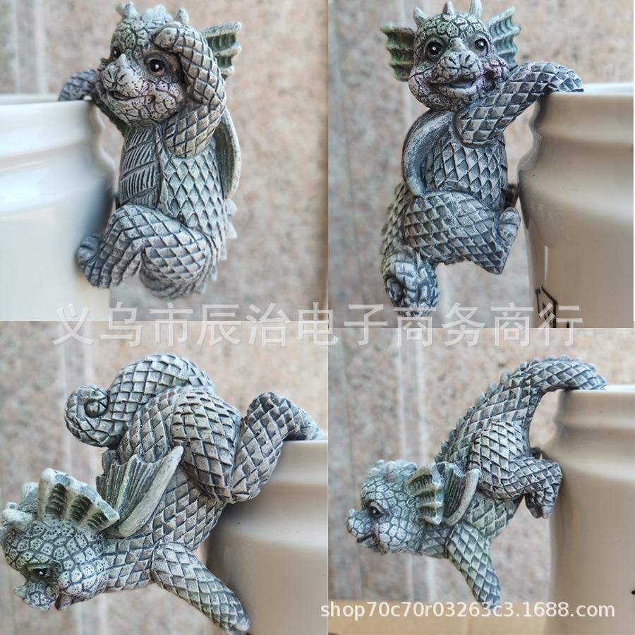 

Garden figurine 4 little dinosaurs hanging flower pot dinosaur set decoration resin handicrafts gardening garden decoration