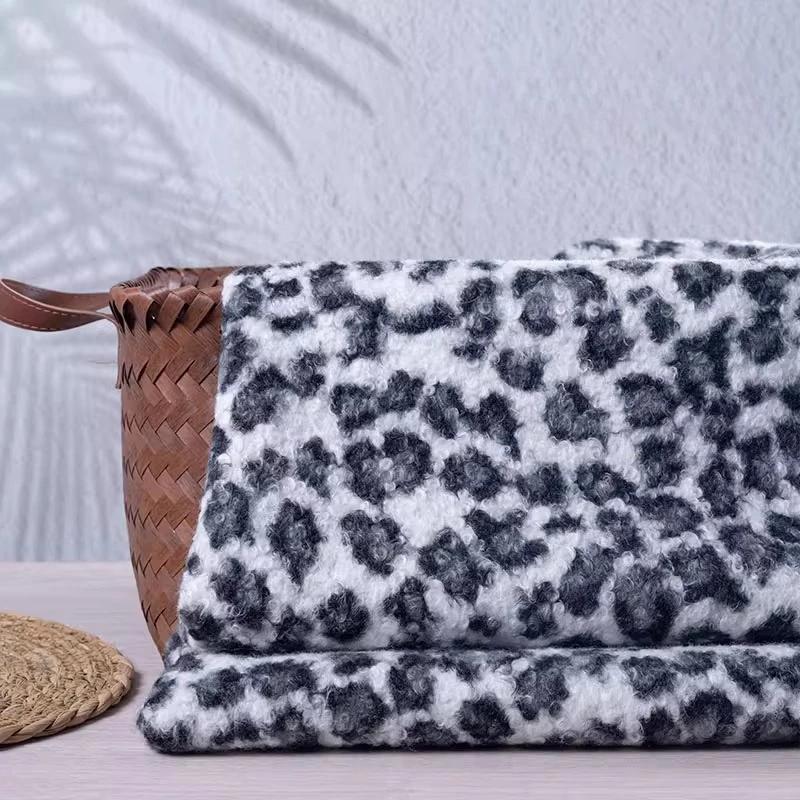 Утолщенный флис с леопардовым принтом, кудрявый шерстяной петельный флис, овечий флис, флис из овечьей шерсти, ткань для одежды ручной работы 50x160cm