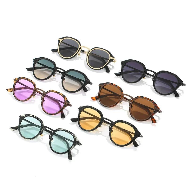 New Fashion Classic Round Women Sunglasses Personalized Metal Leg Design Retro Men's Outdoor Driving Glasses  Hombre