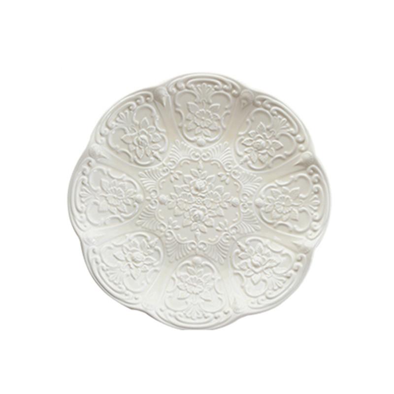 European Ceramic Dessert Plate Creative Relief Tableware Wedding Party Candy Fruit Cake Plate Family Dinner BBQ Steak Plate