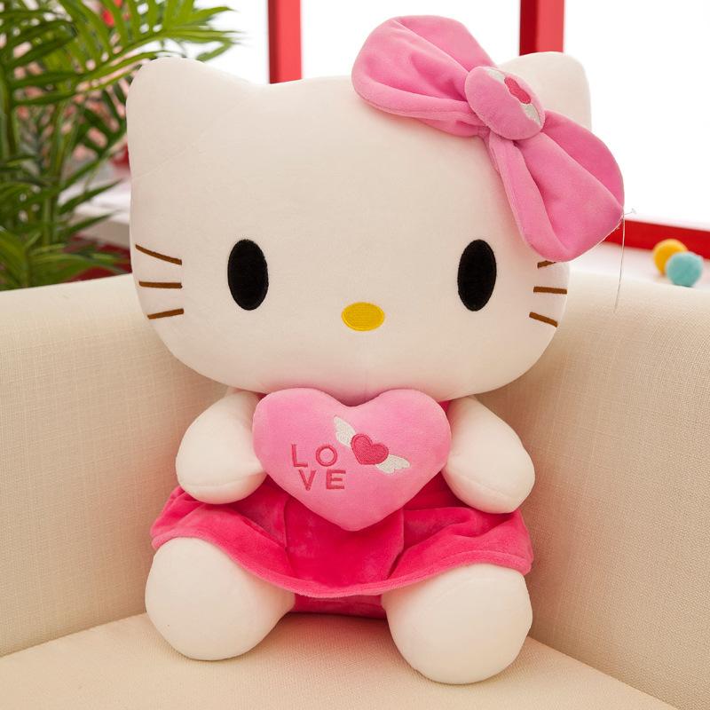 30cm Sanrio KT Cat Plush Toys Pillow Kawaii Anime KT Cat Plush Doll Soft Stuffed Cartoon Cute Pink Doll Birthday Gift For Girls