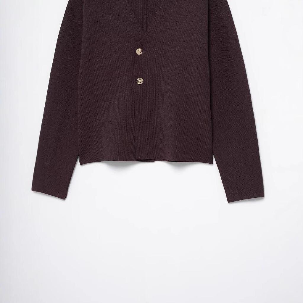 TAOP&ZA Women's Spring V-Neck Slim-Fit Double-Breasted Knitted Cardigan 