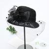Curled top hat women's summer face cover mesh fashion basin hat British retro sun hat elegant flower lace bucket hat