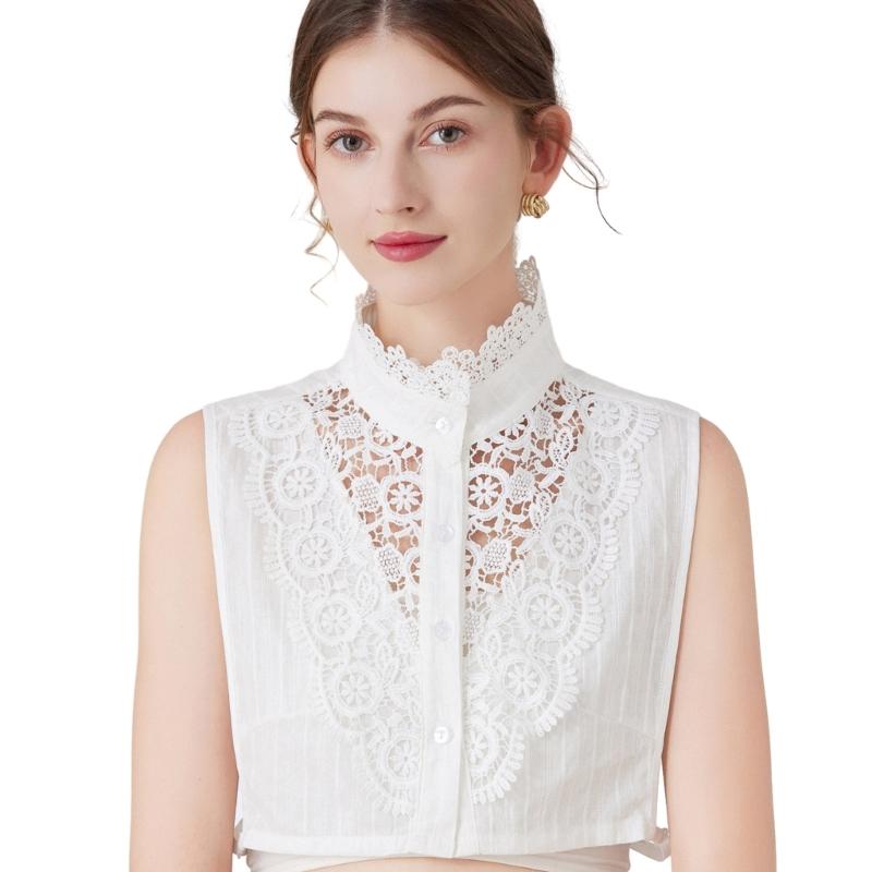 

Sweet Style Lace Pattern Trim Decorative Collar Fabric Sewing Applique DIY Neckline Half Shirt Designed Anti-Slip Collar 1