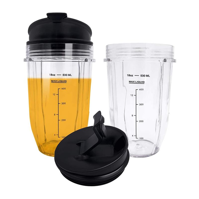 2 bucăți de schimb pentru blender Ninja de 18 oz cu capac pentru Ninja Auto IQ BL480 BL642 BL450 BL682 BL480, BL490, BL640 BL680