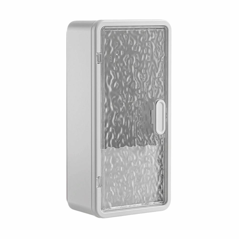 

Wall Mounted Makeup Brush Holder Punching-free Bathroom Storage Rack Toothbrush Storage Box Vanity translucent white
