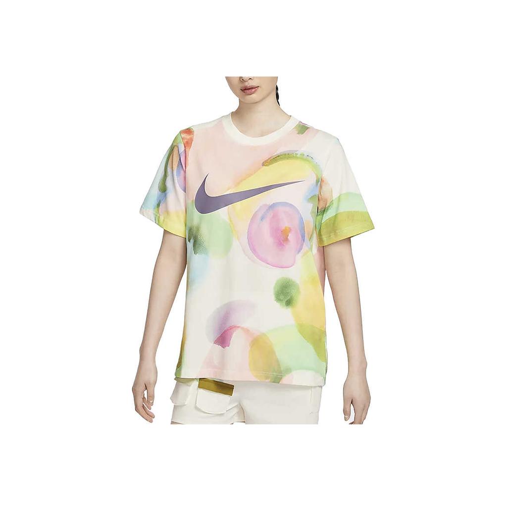 Nike Sportswear Essentials Tie-Dye Crew Neck Casual Pullover Straight Short Sleeve T-Shirt Women Tops Multicolor HF6178-133
