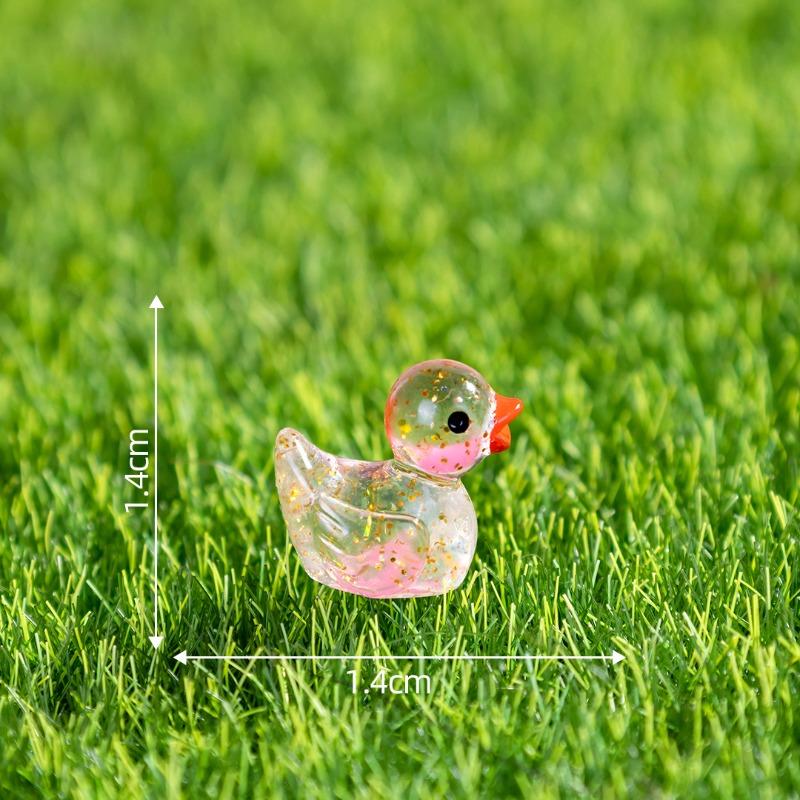 Mini Ducks Sequin Miniature Duck Resin Desk Decoration Cute Figurines Fairy Garden Accessories Home Decor DIY Doll House