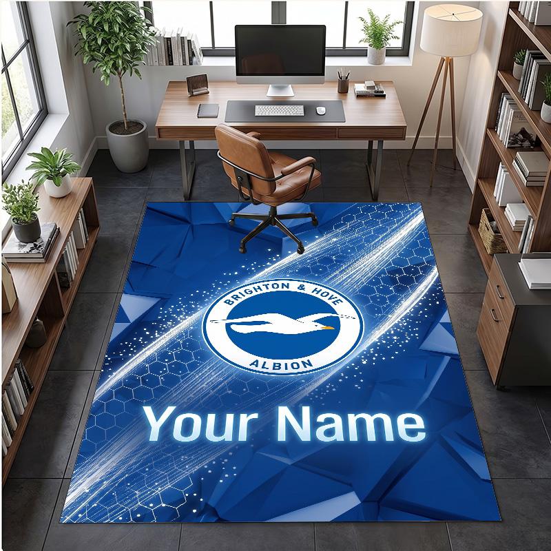 Crystal Velvet Rug Brighton & Hove Albion Football Print Custom Name Text Floor Mat Home Decor