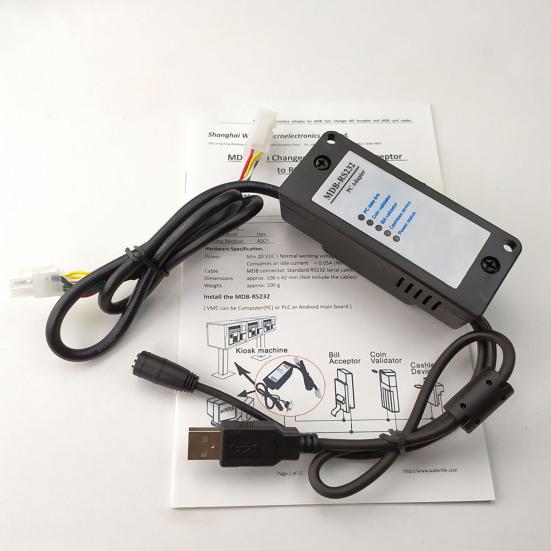 MDB-RS232 MDB Coin Validator Easy Installation Precise Serial Bill Acceptor Adapter with Indicator Light for Cashless Device