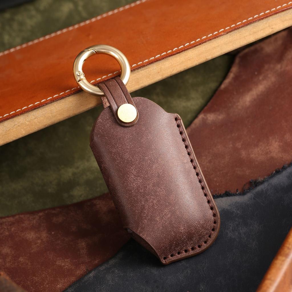 Suitable for Kia New Smart Run Key Cover, Purely Handmade High-end Leather Car Key Bag, Shell Ring.