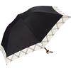 World Party Folding with Dome Check Black (Wpc.) Parasol, Black, 55cm, Women's, Pouch, Mini, 801-9994,