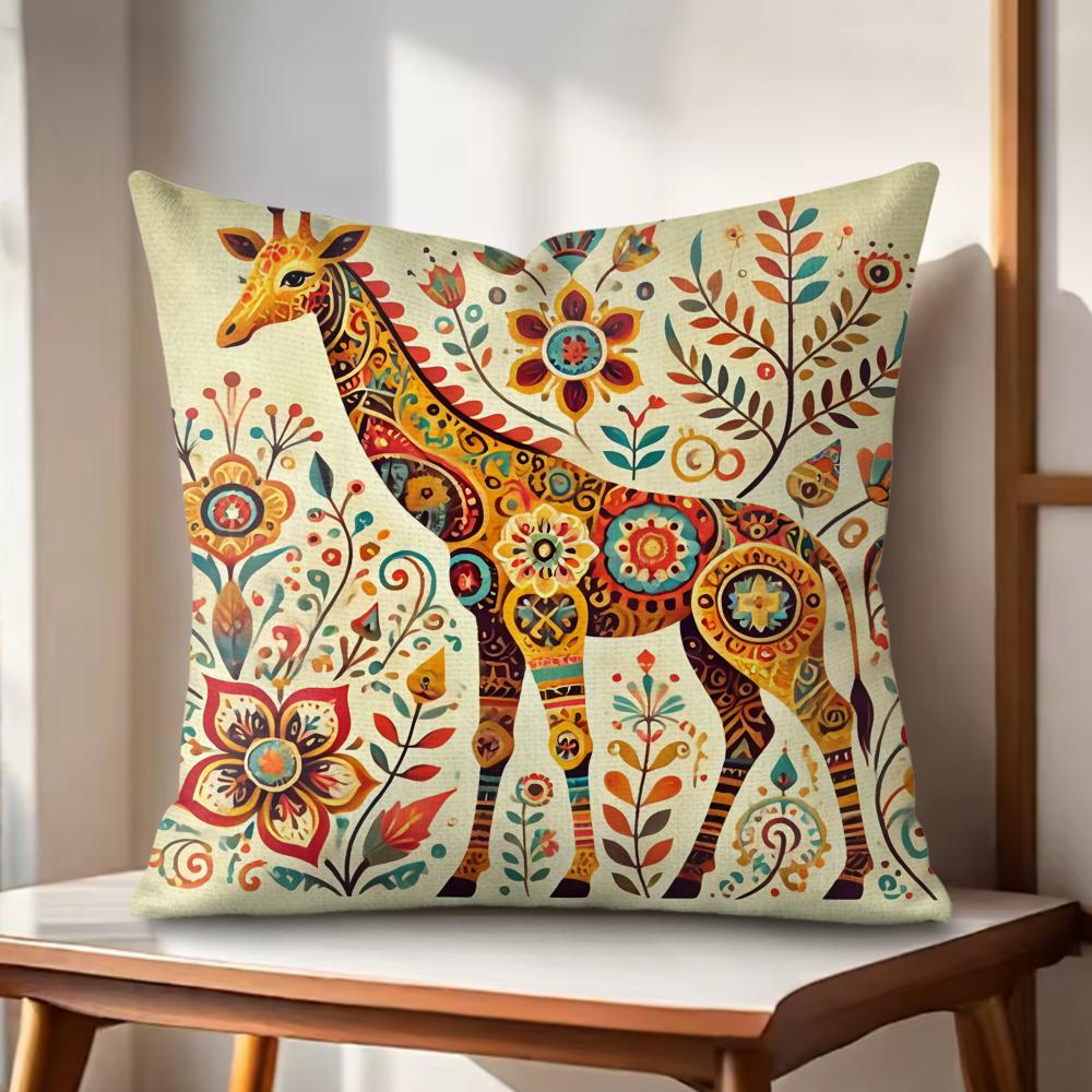 Modern Print Creations Animal Cushion Cover Natural Linen Organic Fabric DoubleSided Printing Couch Pillow Covers Home Decor